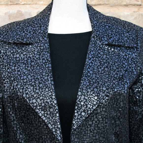 Designer Dina Bar-El Black & Pewter Jacket Size 10 - Picture 5 of 9